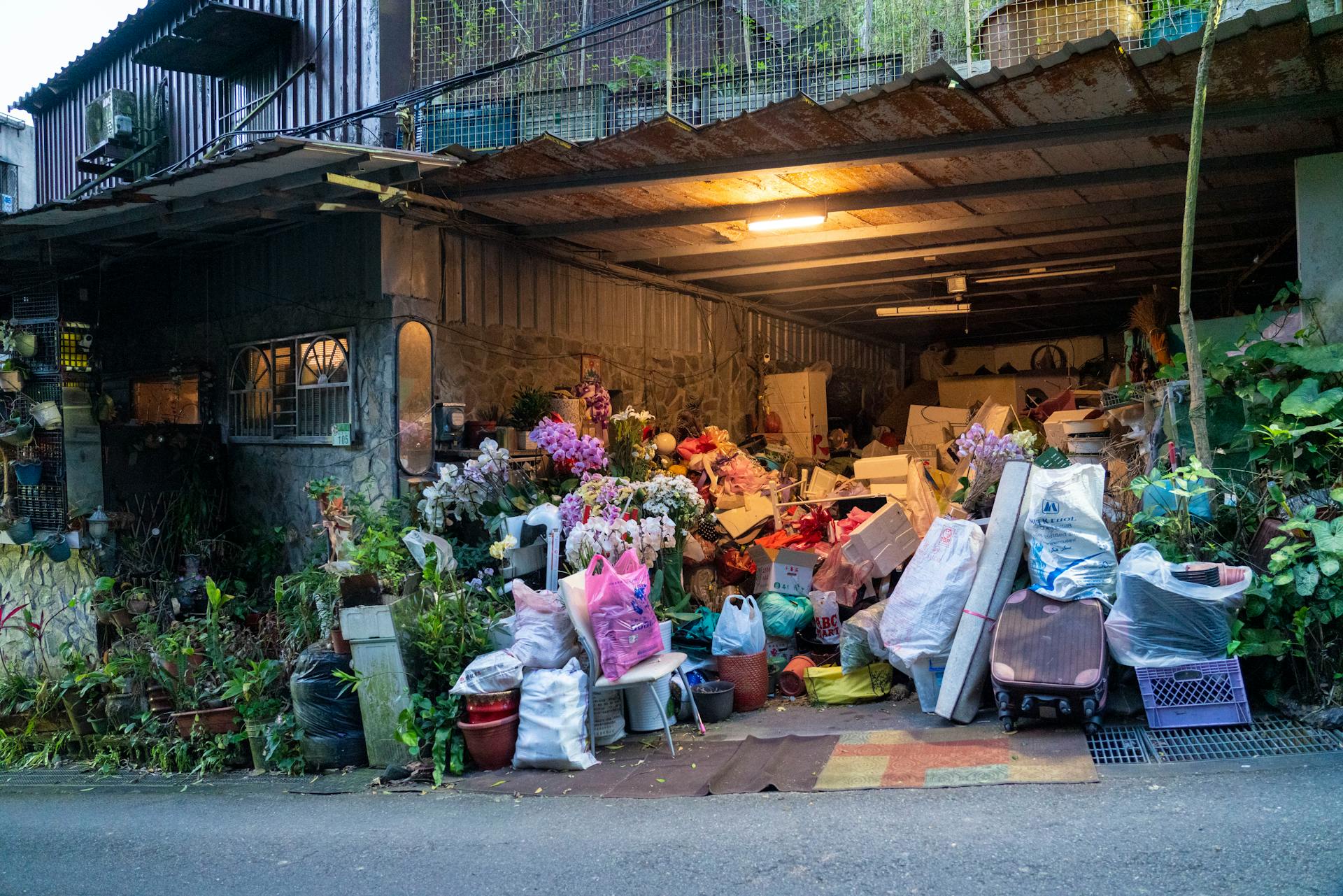Cluttered Murfreesboro garage being emptied during a cleanout